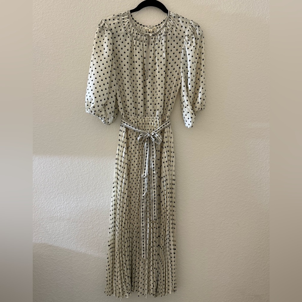 Max Studio Black and White Polka Dot Long Sleeve Dress